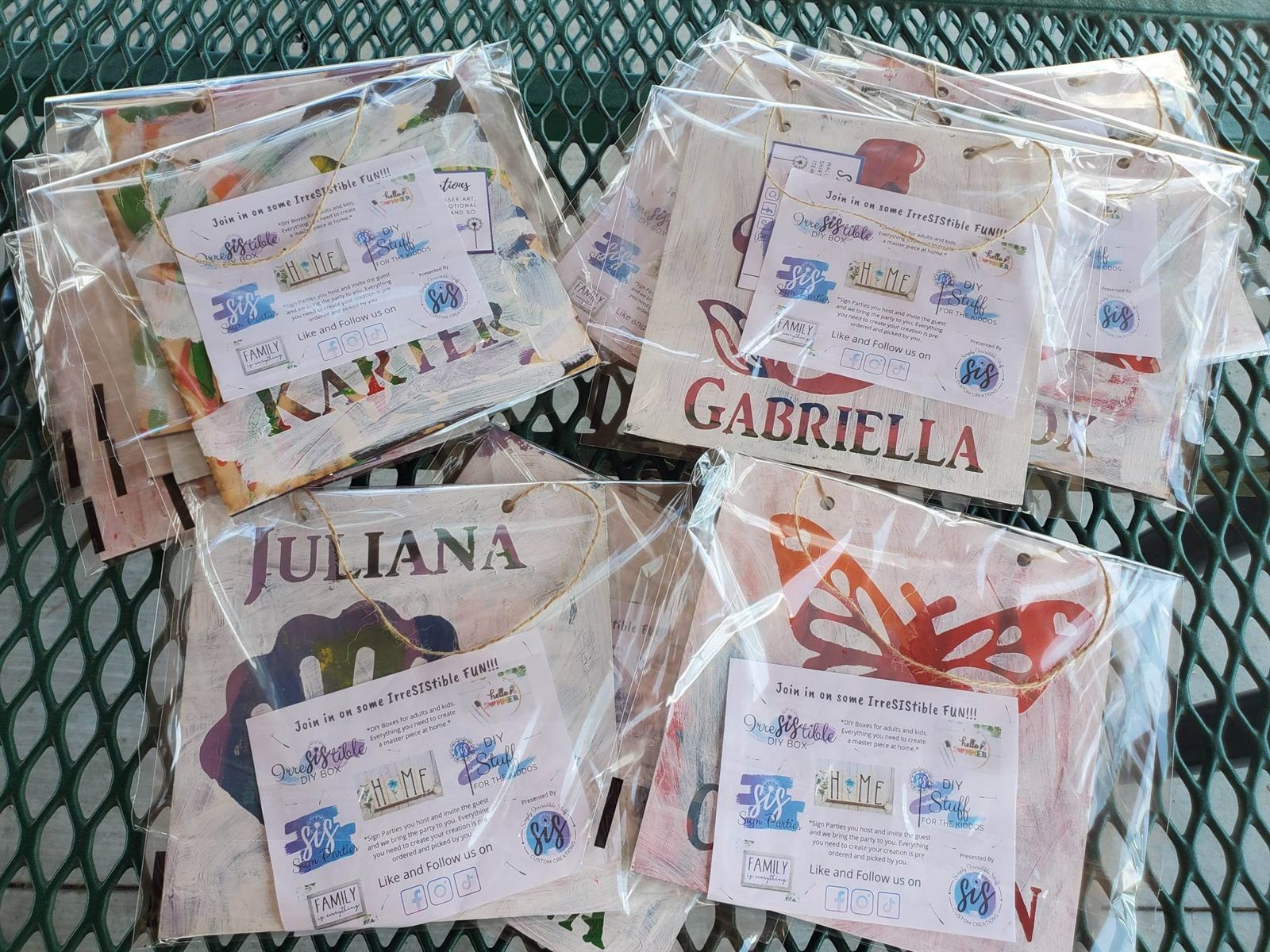 Personalized kids DIY party kits prepared by SIS