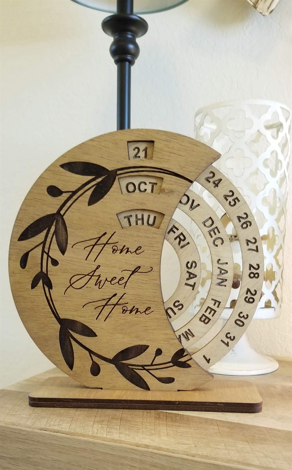 Custom laser engraved Home Sweet Home perpetual calendar sign